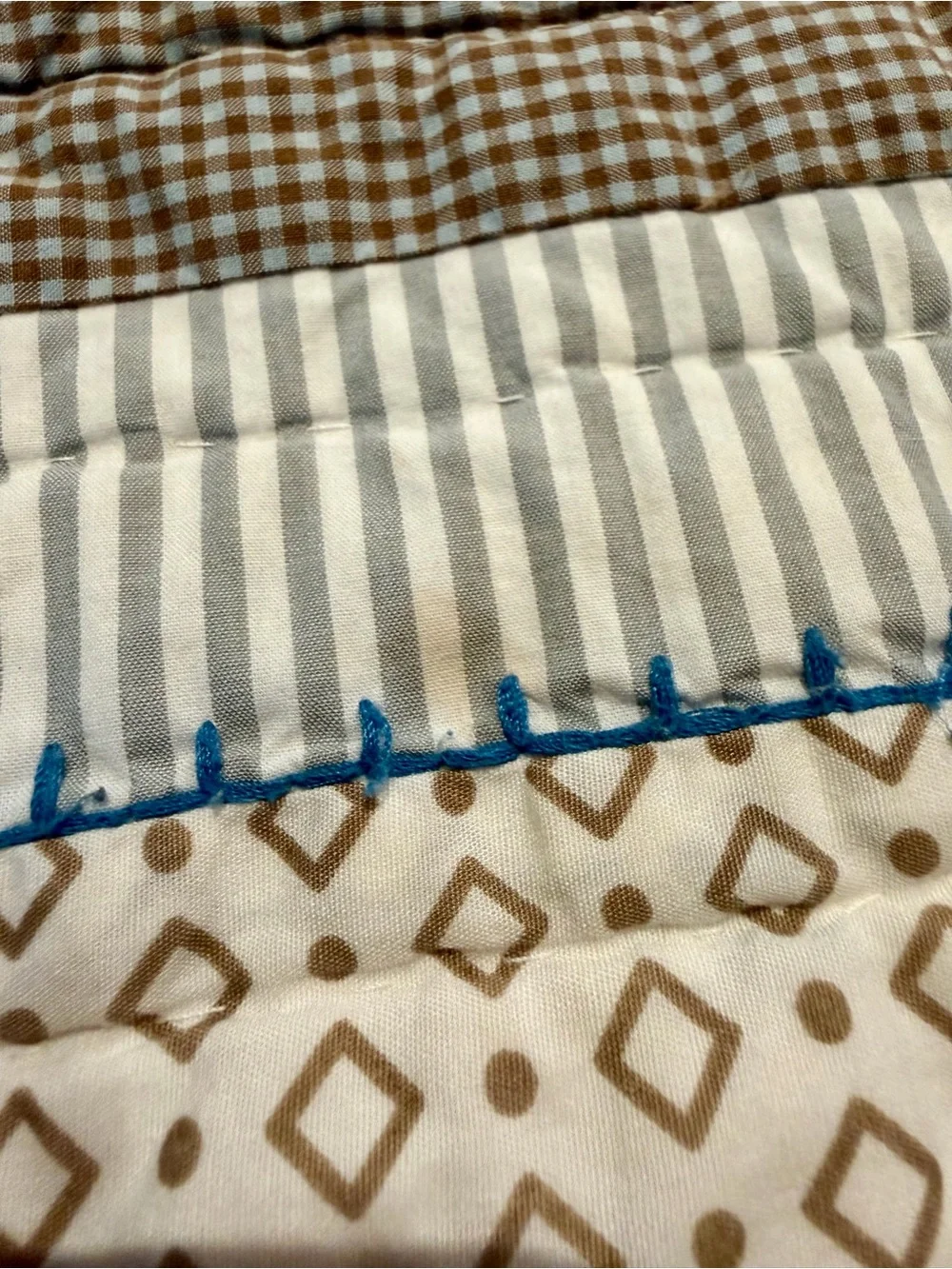 Vintage Pottery Barn Kids Crib quilt bedding set with gingham print